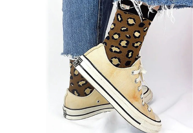 豹紋襪-黑 厚襪款(2種尺寸)